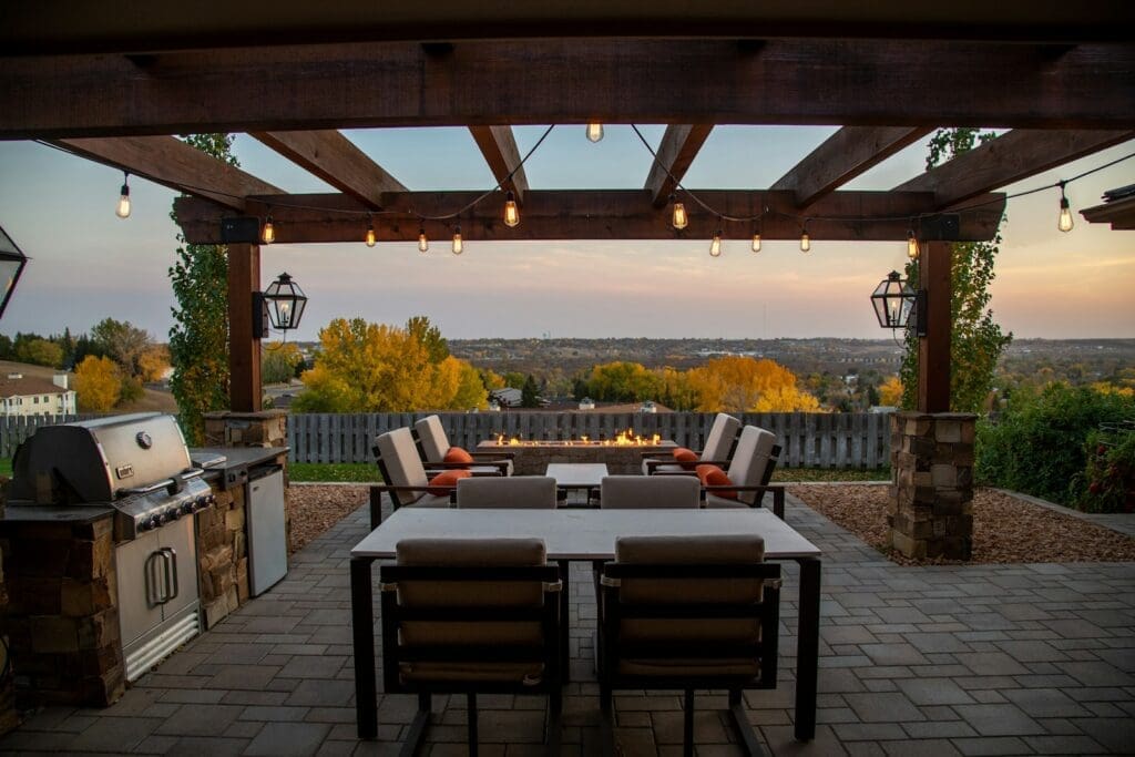 Backyard transformation with a patio and kitchen